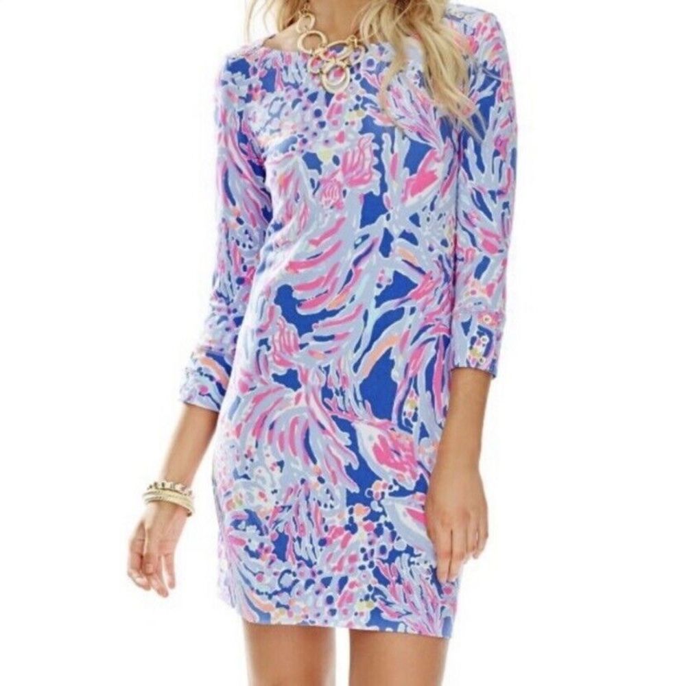 Lilly Pulitzer‎ Sophie Dress Shrimply Chic Size XS Iris Blue UPF 50+ Purple Pink